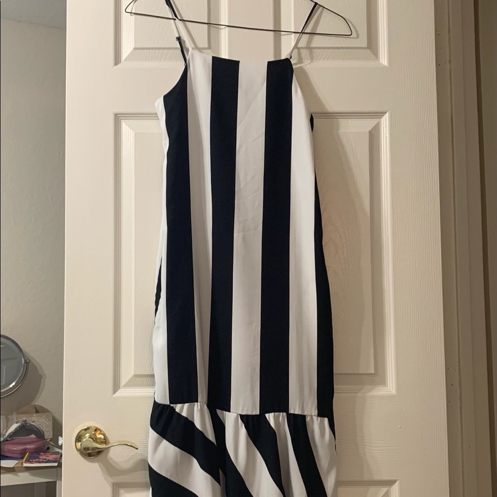 ASOS Collusion Black and White Stripe Midi Dress